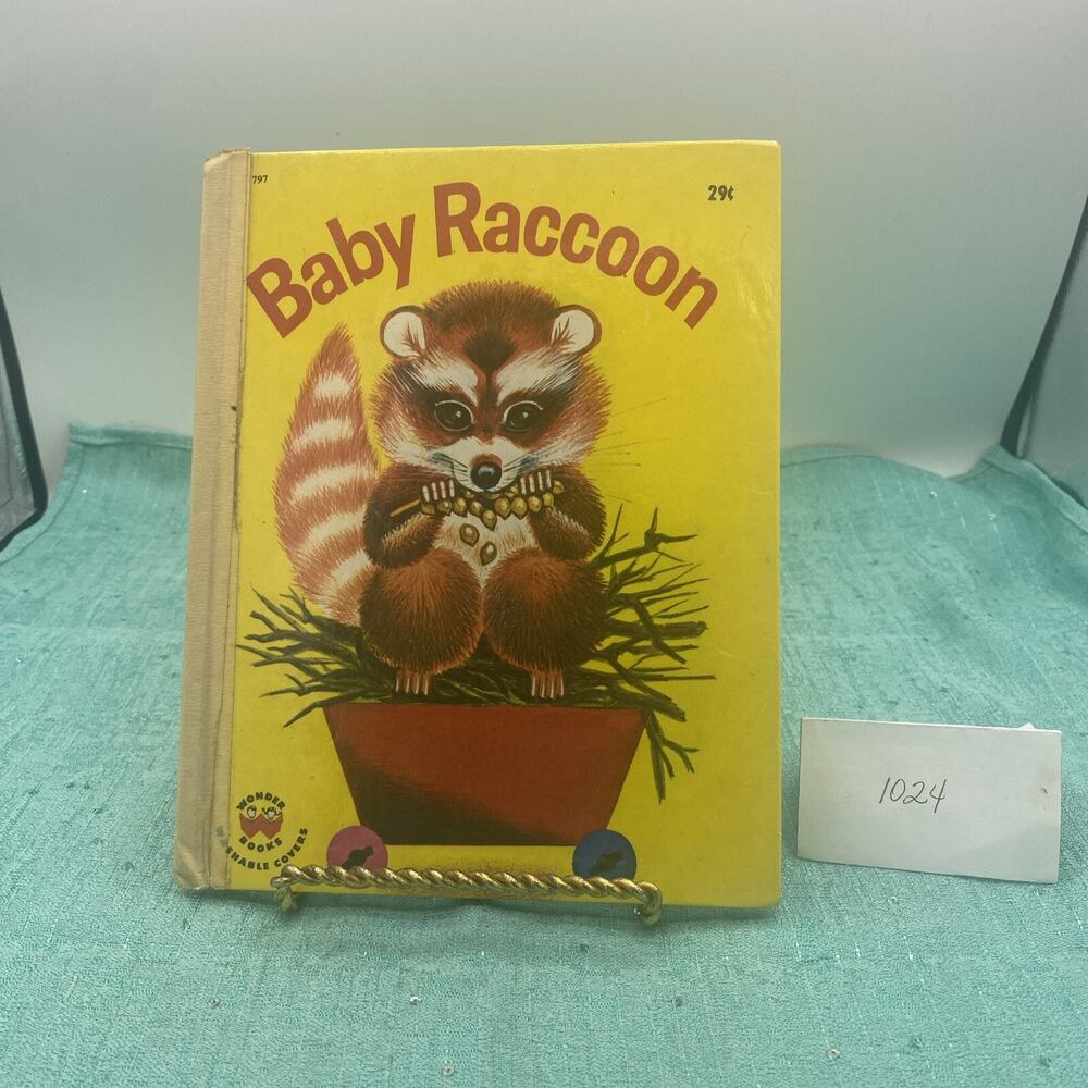 Baby Raccoon, A Wonder Book 1963 VINTAGE Children's Hardcover Early 29c cover